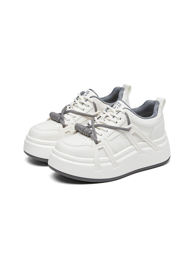 St&Sat Saturday Height-increasing Platform Lace-up Spring Casual Shoes, Versatile Breathable Comfortable Athletic Sneakers For Women - Image 2