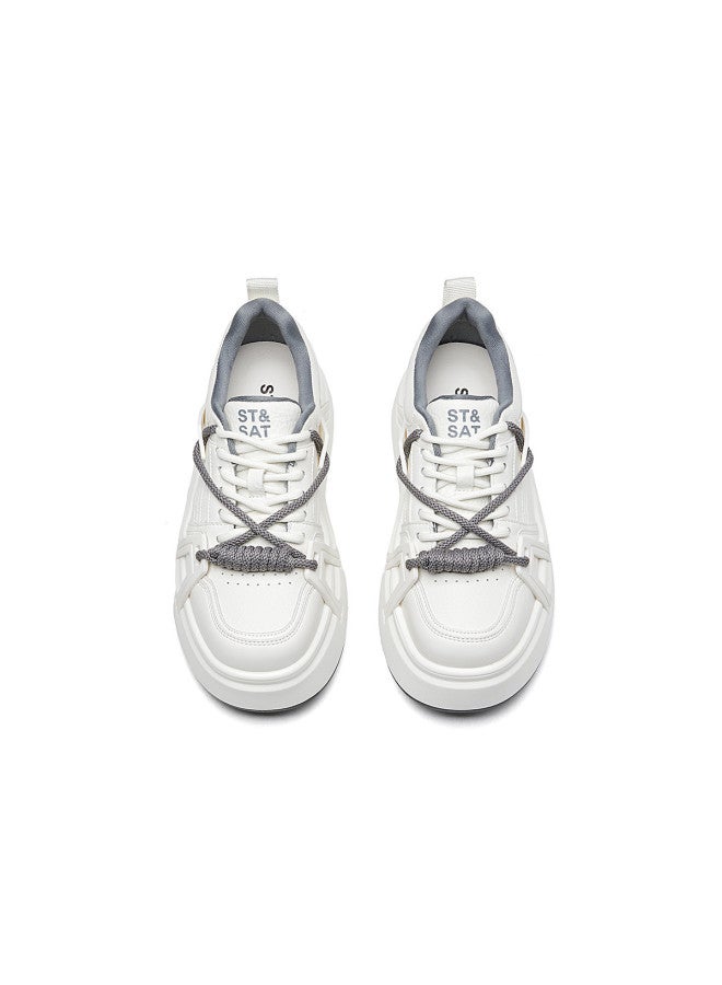 St&Sat Saturday Height-increasing Platform Lace-up Spring Casual Shoes, Versatile Breathable Comfortable Athletic Sneakers For Women - Image 4