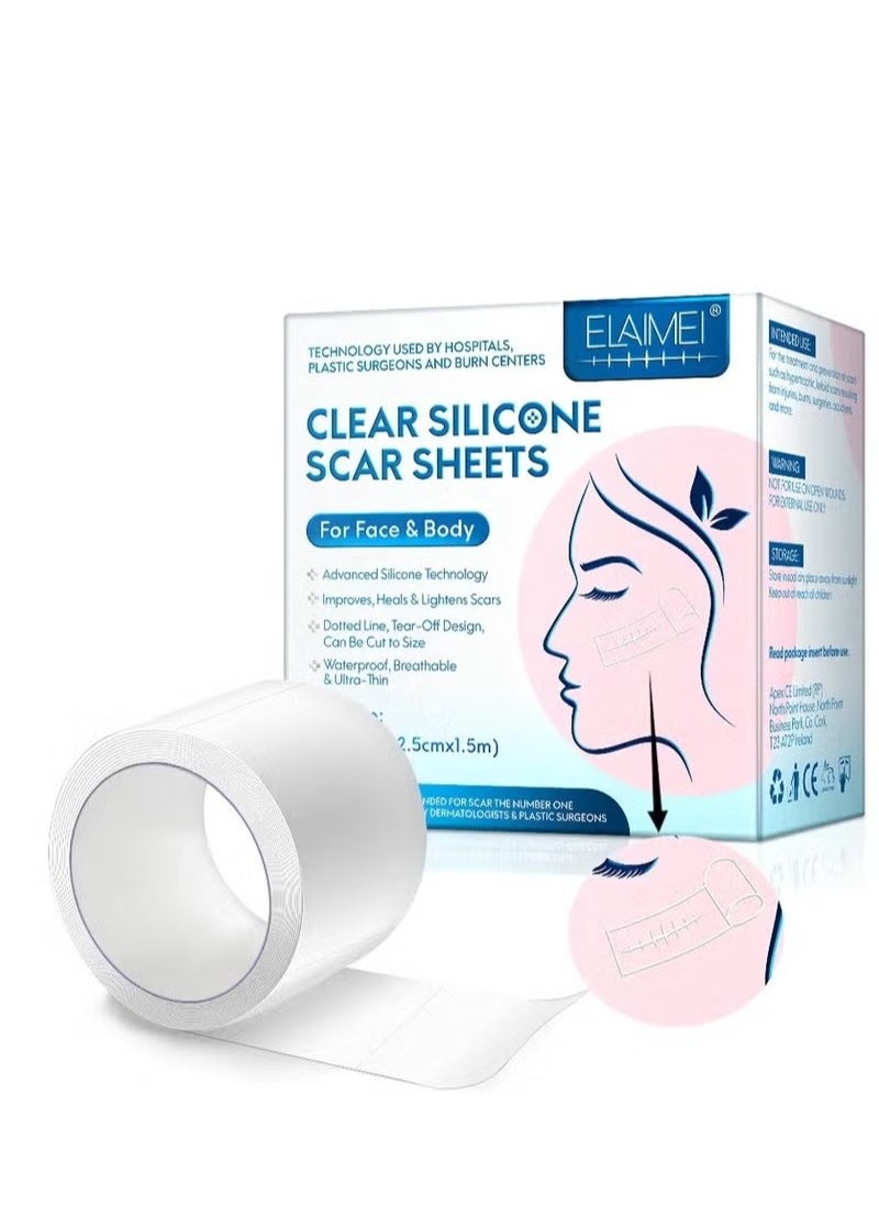 Elaimei Professional Silicone Patch for Burn Skin Facial Repair, Plastic Surgery Scar, Transparent Acne Scar Roller, Scar Removal Sheet  - Image 1