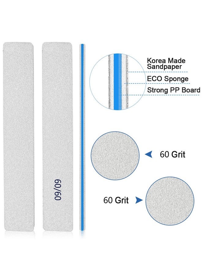 BLESWIN Nail Filesnail File For Acrylic Nails 12Pcs 60/60 Grit Nail Files Emery Boards For Acrylic Nails Jumbo File Washable Thick Professional Square Nail File Manicure Tools For Nail Tech - Image 2