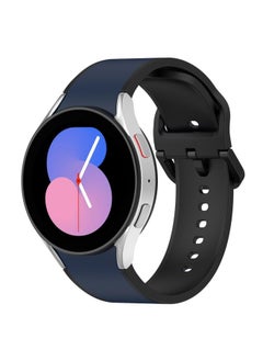 لساعة Samsung Galaxy Watch4 Classic 42mm / Watch4 40mm حزام ساعة سيليكون بلونين أزرق منتصف الليل وأسود