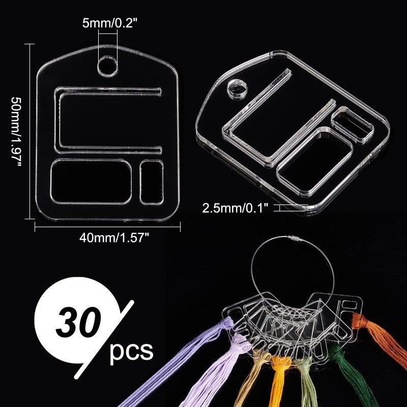 PH PandaHall 30pcs Acrylic Embroidery Floss Drop, Clear Embroidery Thread Organizers Slim Floss Bobbins Cross Stitch Thread Bobbins for DIY Craft Sewing Thread Storage 1.57x2inch - Image 5