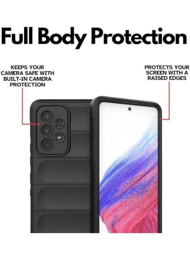 جراب Bump Silicon TPU Shild مبطن من الألياف الدقيقة مع حماية للكاميرا لهاتف Samsung A52 (أسود) - Image 3