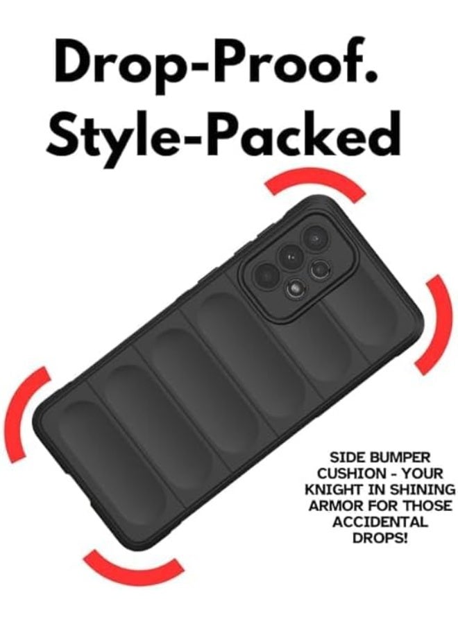 جراب Bump Silicon TPU Shild مبطن من الألياف الدقيقة مع حماية للكاميرا لهاتف Samsung A52 (أسود) - Image 2