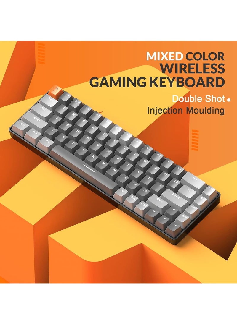 Generic - K68 Wireless Mechanical Keyboard, Bluetooth 5.0/2.4G 68-Key Hot Swappable Professional Keyboard with Keycap Puller, Red Switch for Mac Windows Business Grey - Image 1