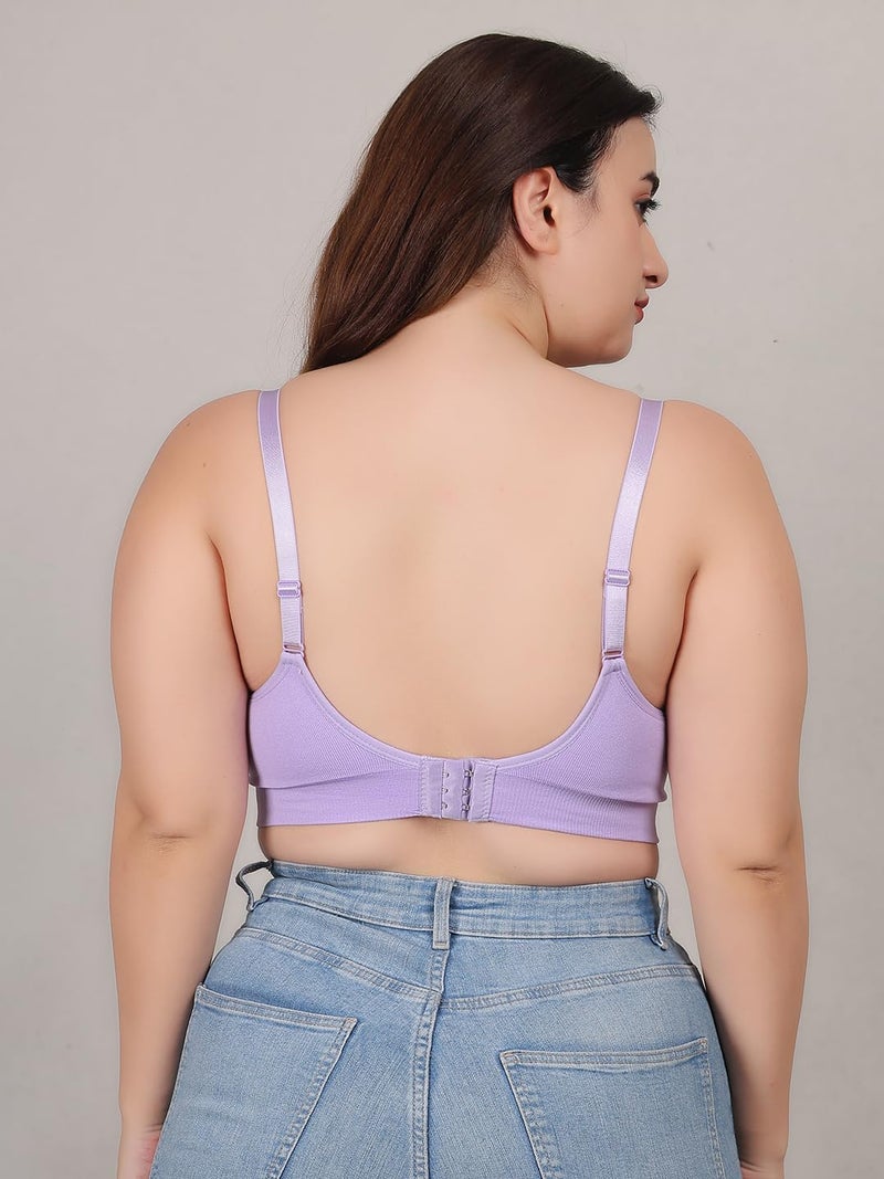 Fabme Women's Nylon Blend Wire Free Modern Nursing Padded Bra (BR0278_Lavender - Image 5