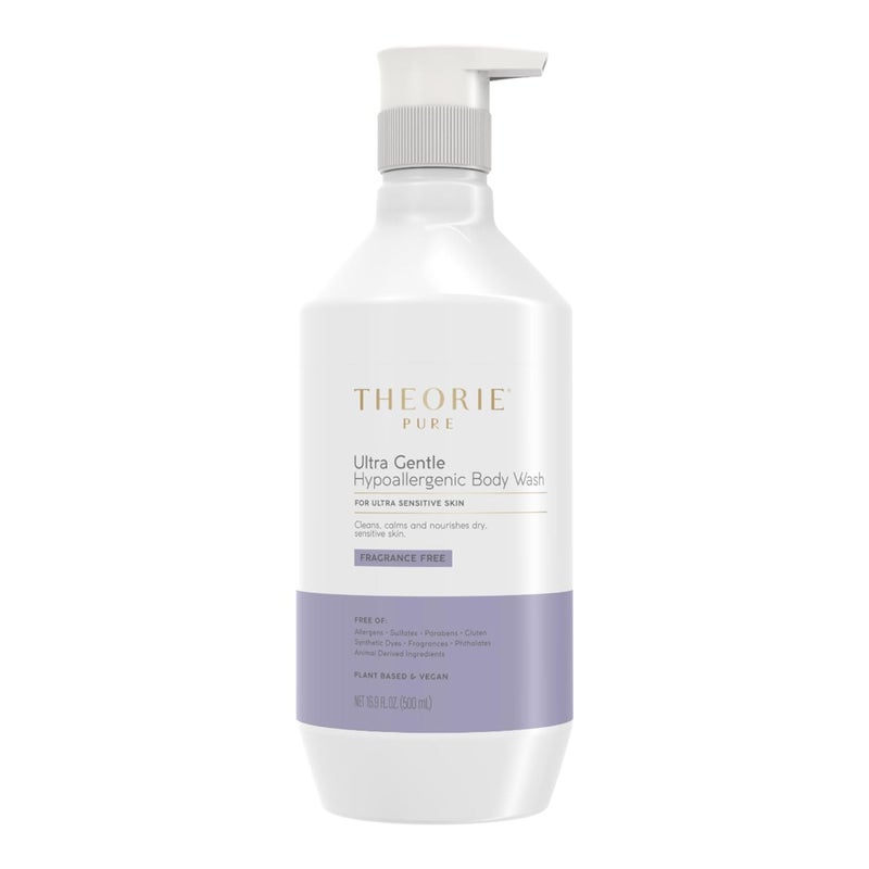 Theorie Hypoallergenic Body Wash Made With Aloe Vera Argan Oil Sesame Oil Marula Oil FragranceFree Suited for All Skin Types Pump Bottle 500mL - Image 1