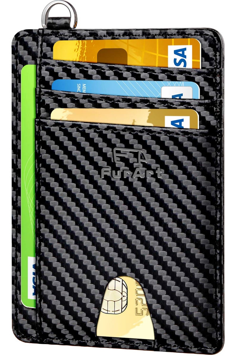 FurArt محفظة فورا آرت النحيفة البسيطة، محافظ جيب أمامية، حجب RFID، حامل بطاقات ائتمان للرجال - أسود - Image 1