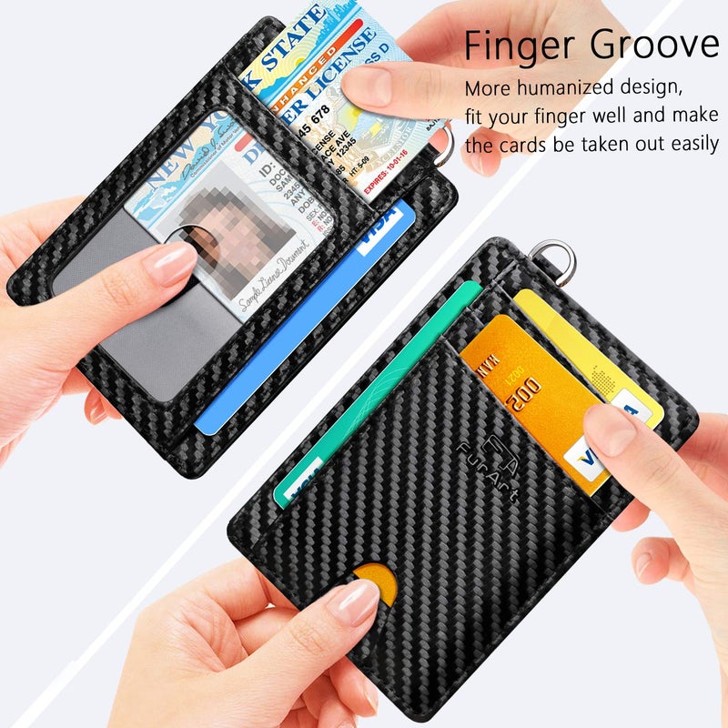FurArt محفظة فورا آرت النحيفة البسيطة، محافظ جيب أمامية، حجب RFID، حامل بطاقات ائتمان للرجال - أسود - Image 3