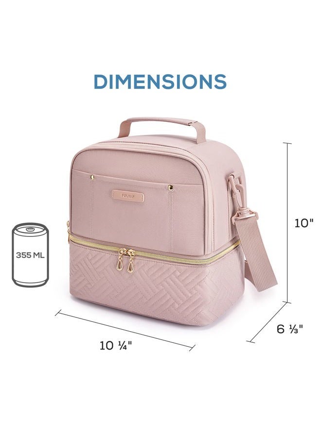 TOURIT Lunch Bag Women Double Deck Small Lunch Box for Adults Insulated Lunch Cooler for Women Men Work, Pink - Image 3