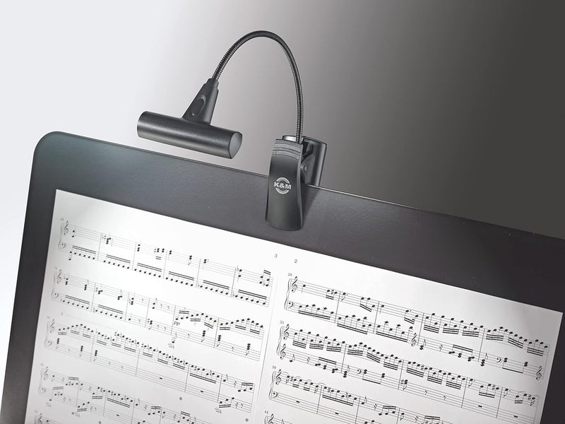 K.M König & Meyer 12247.000.555 Music Stand Light T-Model 8 LED FlexLight | Adjustable Bright Lamp | Clip to Stand/Table/Trays/Books | Portable Lamp | Carry Case/Batteries Incl. | German Made | Black - Image 1