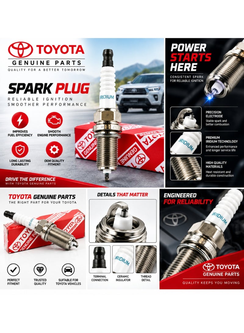 Toyota Genuine Iridium Spark Plug | OEM Quality Replacement | Reliable Ignition, Smooth Engine Performance & Fuel Efficiency | Durable Long-Life Spark Plug - Image 2