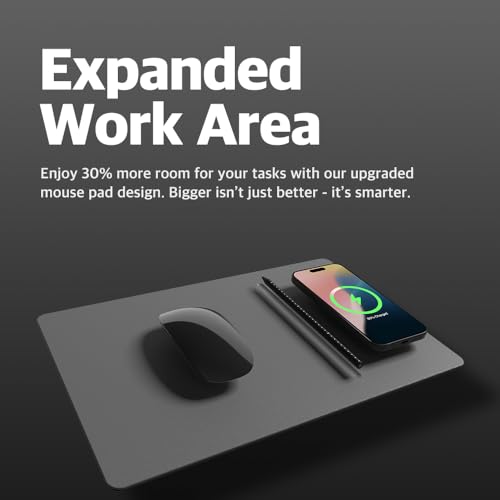 POUT H3 PRO Wireless Charging Mouse Pad – Qi-Enabled Fast Charger with Anti-Slip Base & Smooth Surface for Phones and Earbuds – Sleek Desk Accessory for Home & Office (Dust Gray) - Image 2