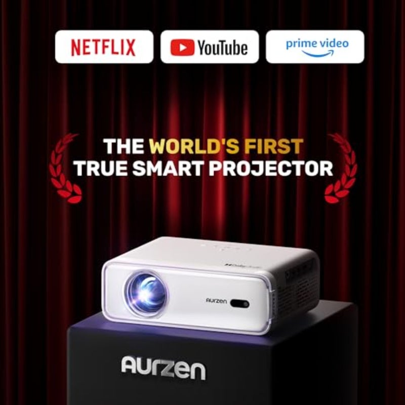 Eazze D1 Smart Projector with WiFi and Bluetooth, Netflix-Officially-Licensed, Auto Focus and Keystone, DoIby Audio, Zoom, Native 1080P Movie, Portable Outdoor Mini Projector, White - Image 2
