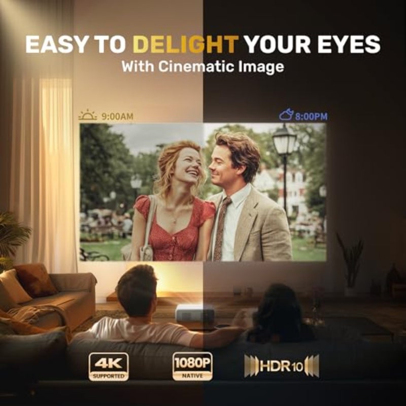 Eazze D1 Smart Projector with WiFi and Bluetooth, Netflix-Officially-Licensed, Auto Focus and Keystone, DoIby Audio, Zoom, Native 1080P Movie, Portable Outdoor Mini Projector, White - Image 3