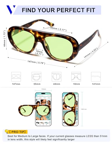 VANLINKER 2 Pack Retro Aviator Sunglasses for Women Chic Classic 70s Vintage Trendy 2026 Chunky UV400 Sun Glasses VL9865,Tortoise - Image 5