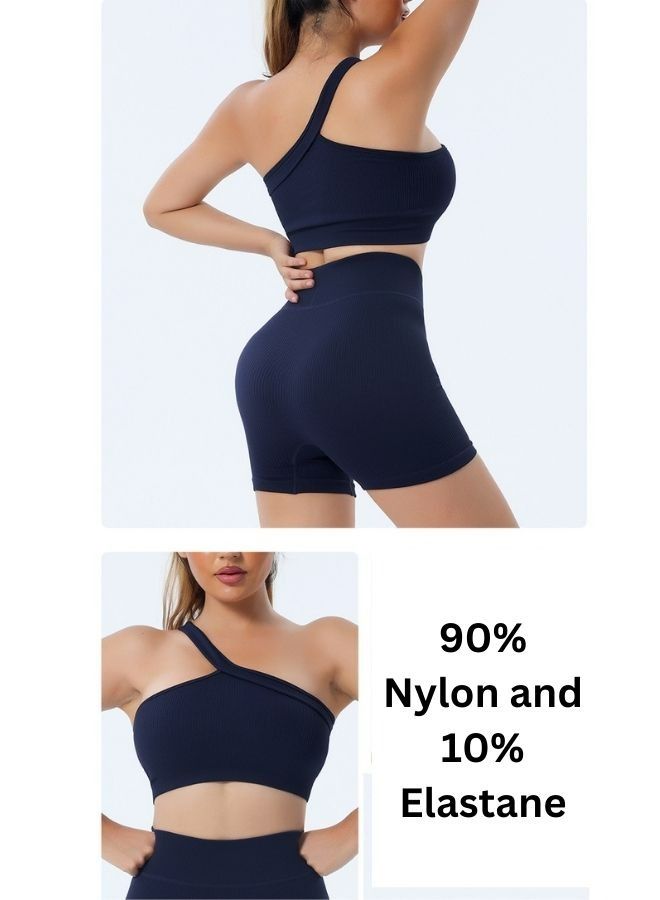 Mei Stylish Women's Seamless One Shoulder Gym Fitness Sports Workout Yoga Crop Bra Top - Image 3