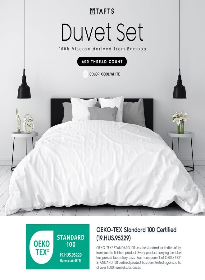 Tafts Duvet Cover Queen Size, 3 Piece Set, Pure 100% Viscose Derived from Bamboo, Luxuriously Soft, Silky Smooth and Cooling, 2 Pillowcases (Queen, Cool White) - Image 2