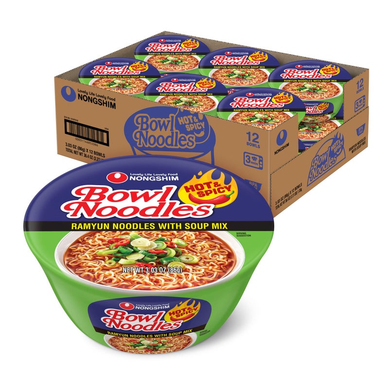 Nongshim Ramen Noodles Gourmet Instant Ramen bowl Premium Microwavable Noodle Soup Hot  Spicy 303 Ounce Pack of 12 - Image 3