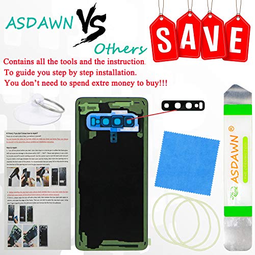 ASDAWN Galaxy S10 Replacement Back Glass Panel Case with Installation Manual + Pre-Installed Camera Lens + Repair Tool Kit for Samsung Galaxy S10 SM-G973 All Carriers (Prism Blue) - Image 2