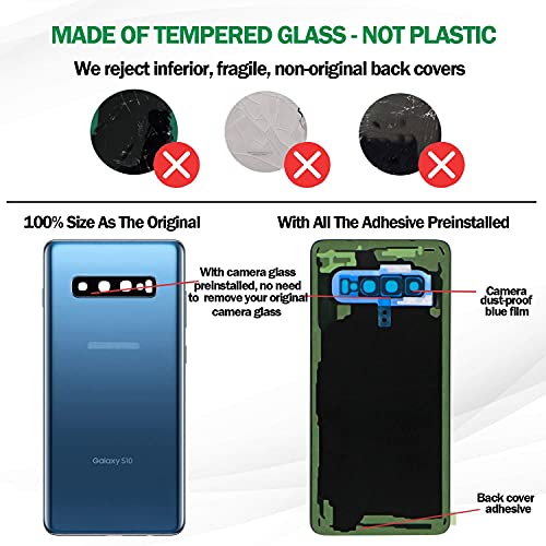ASDAWN Galaxy S10 Replacement Back Glass Panel Case with Installation Manual + Pre-Installed Camera Lens + Repair Tool Kit for Samsung Galaxy S10 SM-G973 All Carriers (Prism Blue) - Image 4