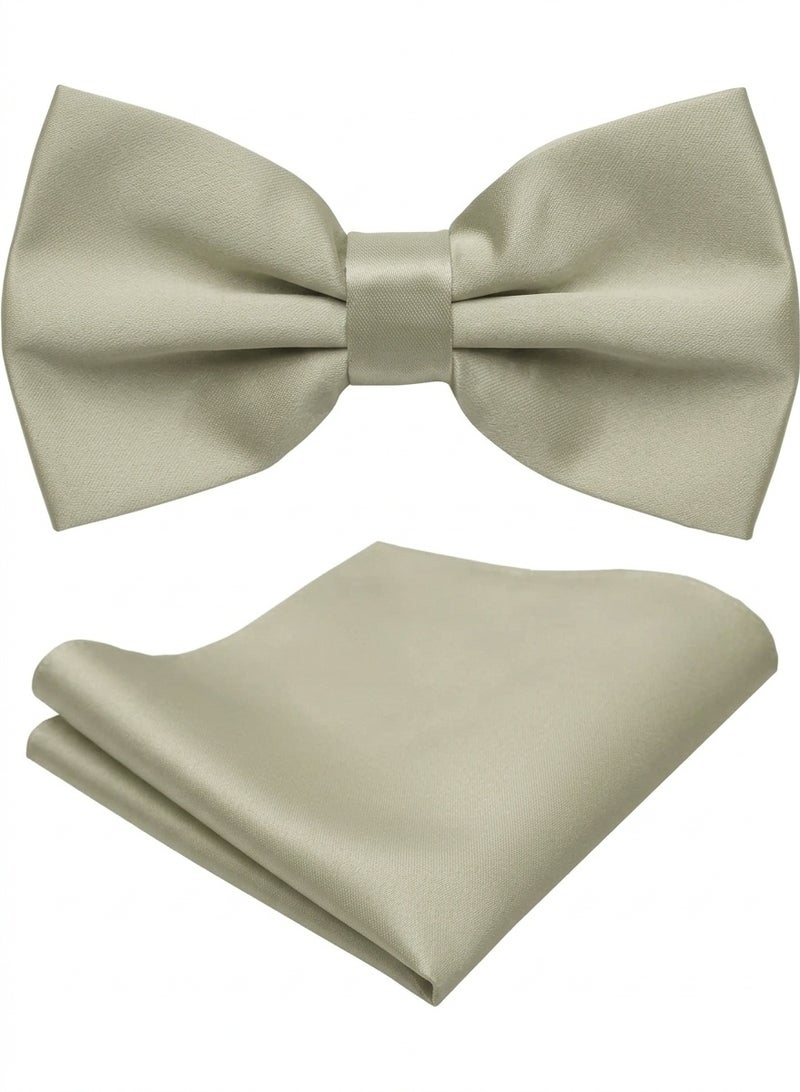 Men's Solid Satin Tie and Pocket Square Set – Elegant Formal Necktie