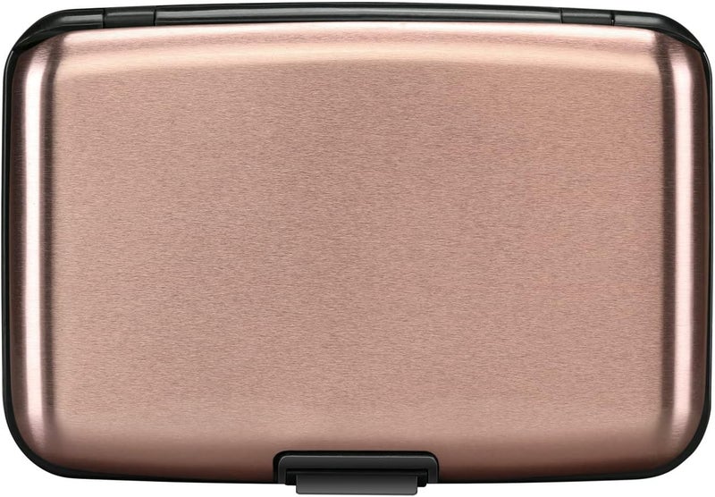 ELFISH RFID Blocking Credit Card Protector Aluminum ID Case Hard Shell Business Card Holders Metal Wallet for Men or Women（Champagne Gold - Image 1