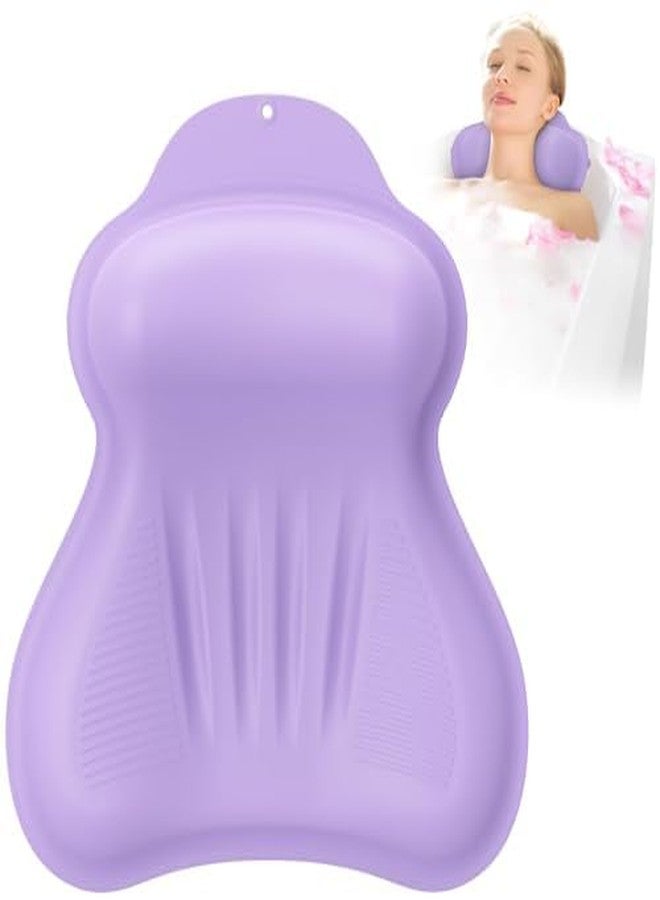 kixcvdm Silicone Bath Pillow, New Material Bath Pillows for Tub Head Neck and Back Support, Bath Tub Pillow with 4D Press Inflatable Airbag and Non-Slip Strong Suction Cups, Quick-Drying, Easy to Store,Purple - Image 1