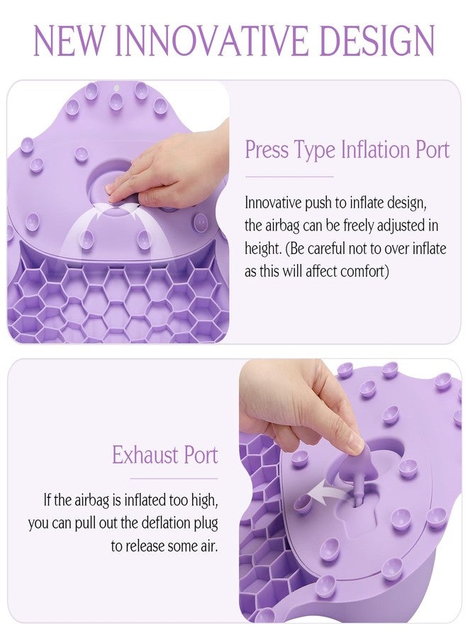 kixcvdm Silicone Bath Pillow, New Material Bath Pillows for Tub Head Neck and Back Support, Bath Tub Pillow with 4D Press Inflatable Airbag and Non-Slip Strong Suction Cups, Quick-Drying, Easy to Store,Purple - Image 5