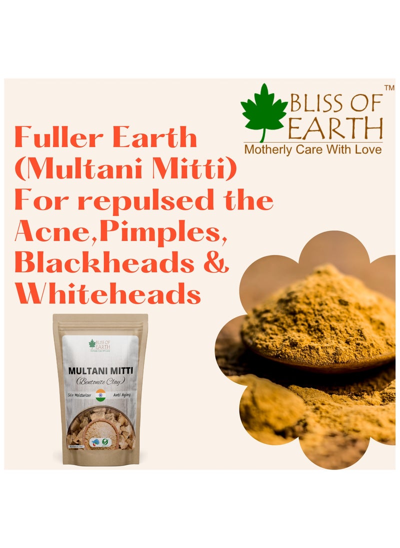 BLISS OF EARTH Bliss of EARTH 100% Pure Multani Mitti Powder Fuller's Earth Powder Great For Hair Face Skin 453gm Pack of 2  - Image 2