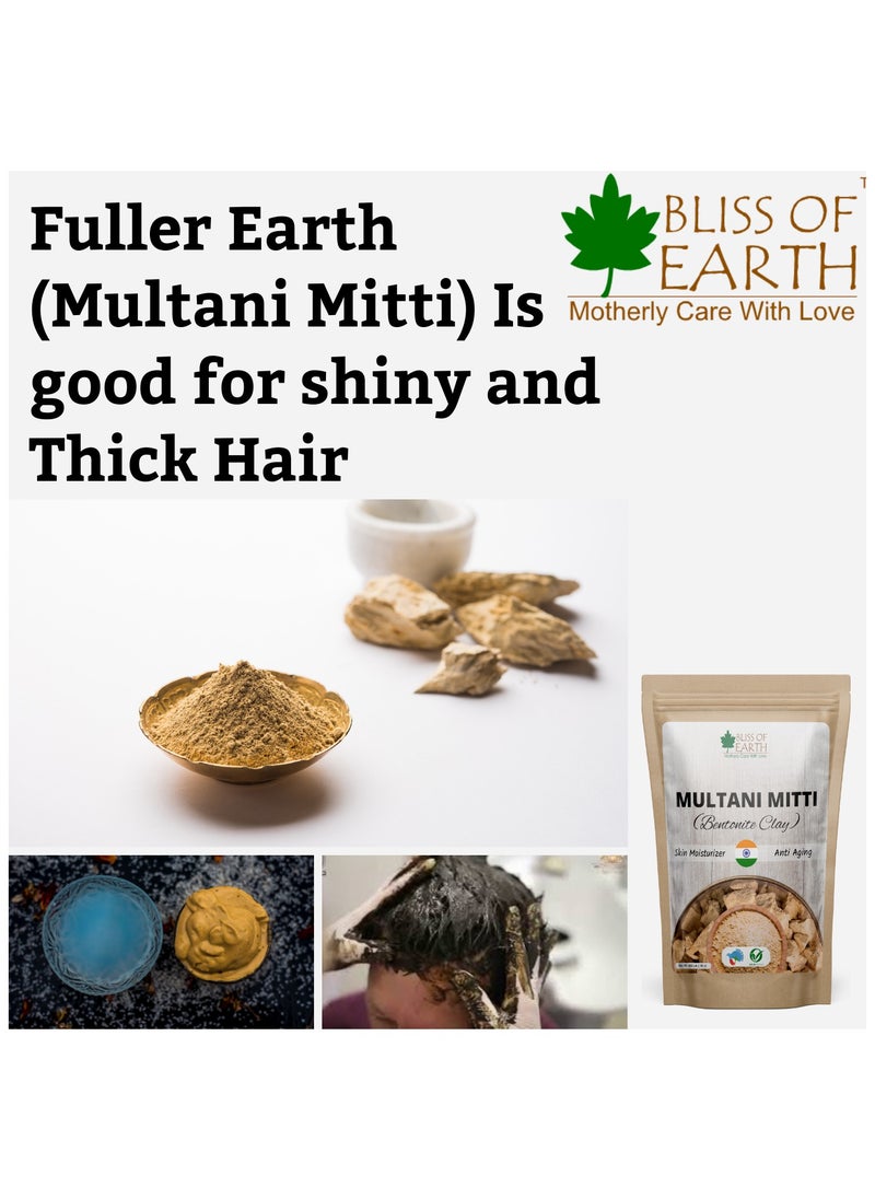 BLISS OF EARTH Bliss of EARTH 100% Pure Multani Mitti Powder Fuller's Earth Powder Great For Hair Face Skin 453gm Pack of 2  - Image 3