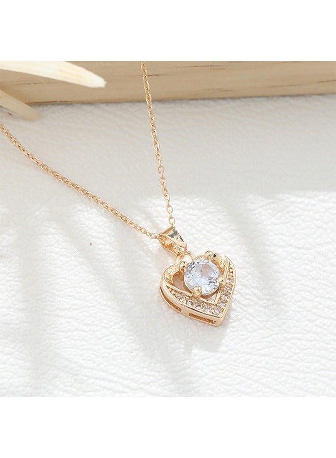 بيوند طقم مجوهرات مكون من 3 قطع مرصع بأحجار الراين، طقم مجوهرات زفاف للعرائس، قلادة لامعة وأقراط من الزركون وإكسسوارات فستان (ذهبي) - Image 5