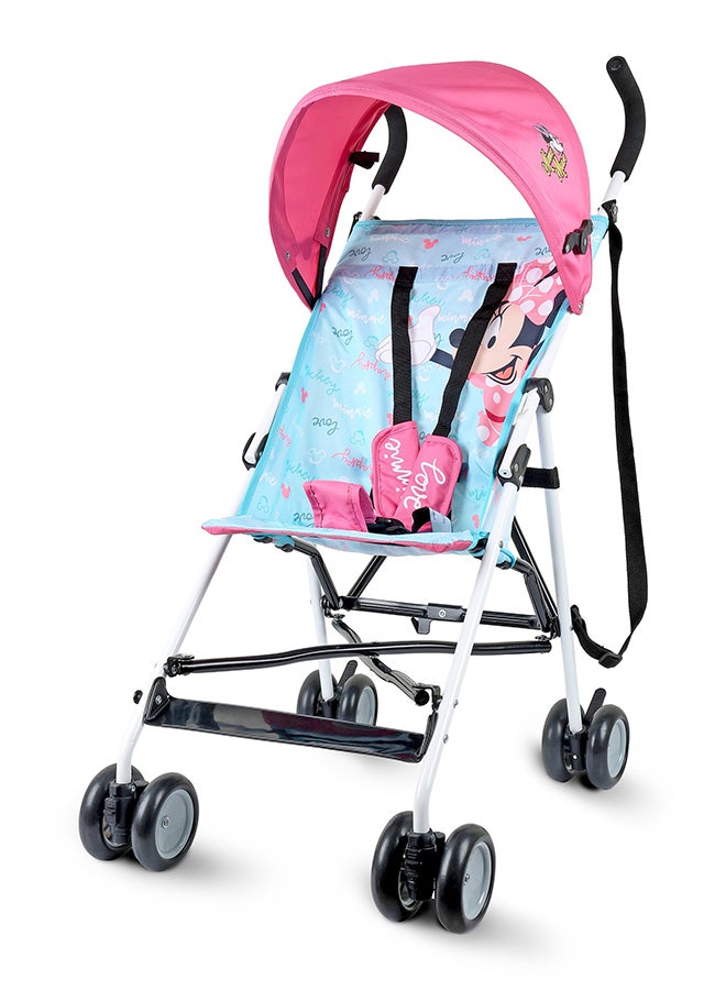 Disney عربة أطفال خفيفة الوزن من ديزني ميني ماوس – قابلة للطي بشكل مضغوط، مظلة شمسية، حزام كتف، تصميم تهوية، عربة محمولة للأطفال من 6-36 شهر، سهلة الطي، - تركواز/أزرق - Image 1