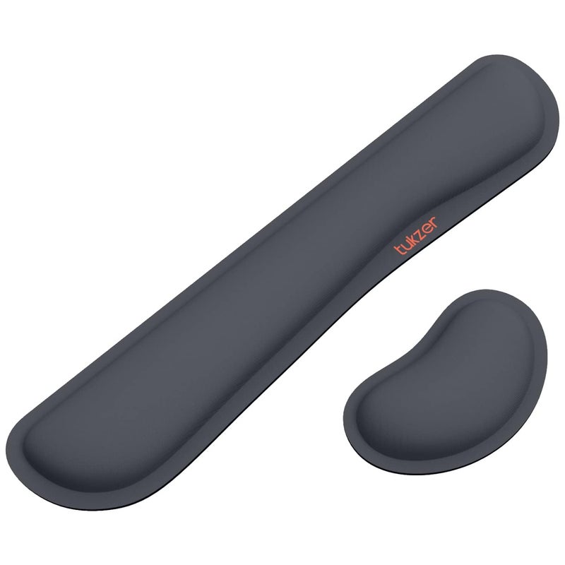 tuKZer Wrist Rest Pad, Mouse Wrist Cushion Support for Office Upgrade Enlarge Gel Memory Foam Set Keyboard for Computer, Laptop, Mac; Comfortable, Lightweight for Easy Typing Pain Relief | Slate Grey - Image 1