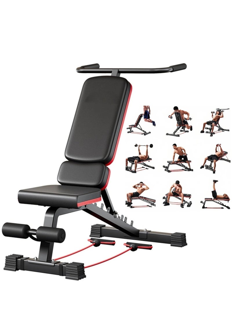WALALLA 14-in-1 Adjustable Dumbbell Bench with Sit-Up Assistant, Multi-Functional Weight Bench for Home & Commercial Gym, Foldable Flat/Incline/Decline Bench for Men's Strength Training, Fly & Bench Press - Image 1