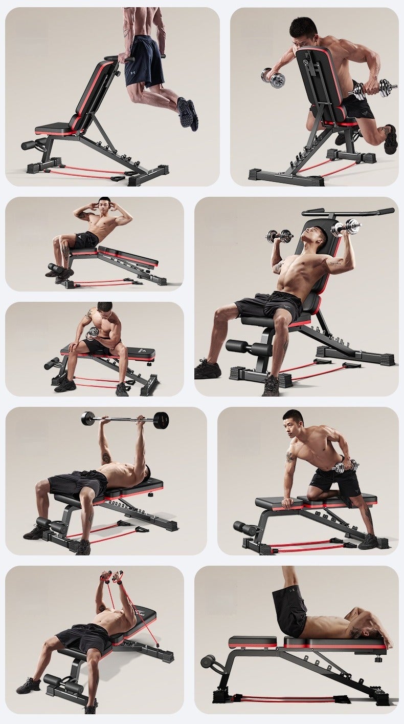 WALALLA 14-in-1 Adjustable Dumbbell Bench with Sit-Up Assistant, Multi-Functional Weight Bench for Home & Commercial Gym, Foldable Flat/Incline/Decline Bench for Men's Strength Training, Fly & Bench Press - Image 4