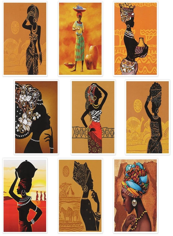 Tenare 9 Pcs African American Wall Art Black Women Canvas Wall Decor African American Pictures Painting Ethnic Ancient Poster for Juneteenth Living Room Bedroom Bathroom Unframed, 8 x 10 Inch - Image 1