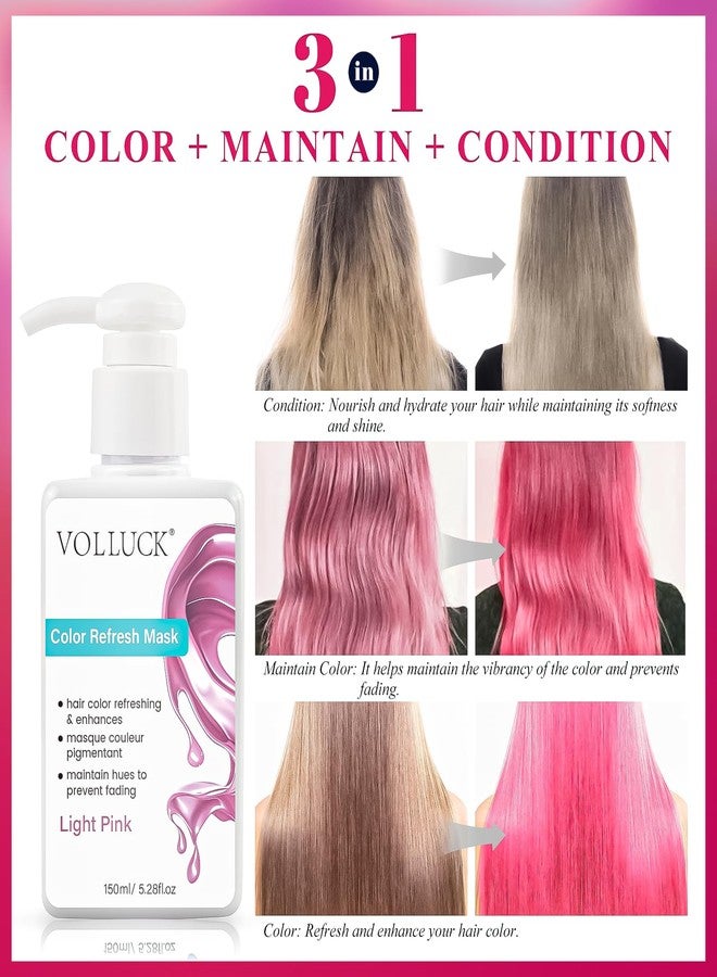 VOLLUCK Color Fresh Mask, 3-in-1 Tint for Vibrant Hair Colours, Colour Mask for All Hair Types (Light Pink, 150 ml) - Image 3
