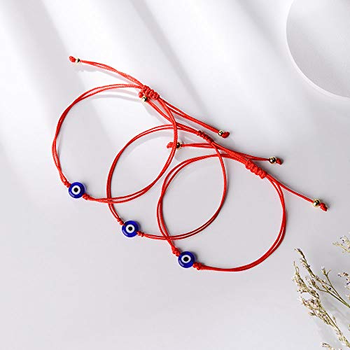 VU100 Evil Eye Bracelets Gifts for Women Adjustable Ojo Turco Kabbalah Amulet Nazar Layered Bracelets Handmade Braided Good Luck Red String Bracelets Protection Bracelets for Men Teen - Image 4