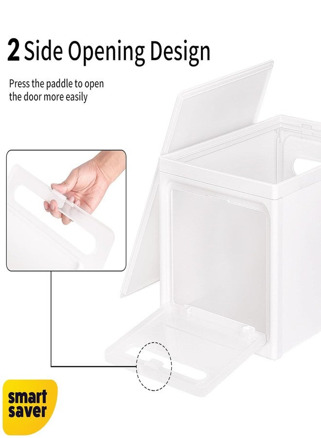 Smart Saver Plastic Stackable Storage Bin - 3 Tier - Collapsible Crates with Wheels - White - Modern Minimalist - 41 cm x 31 cm x 75 cm - Image 2