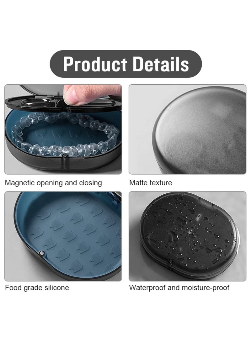 Retainer Case, Portable Denture Bath Case, Denture Box Dental Storage Container with Denture Cleaner Brush Denture Container Portable, False Teeth Storage Container for Travel Retainer Cleaning - Image 4