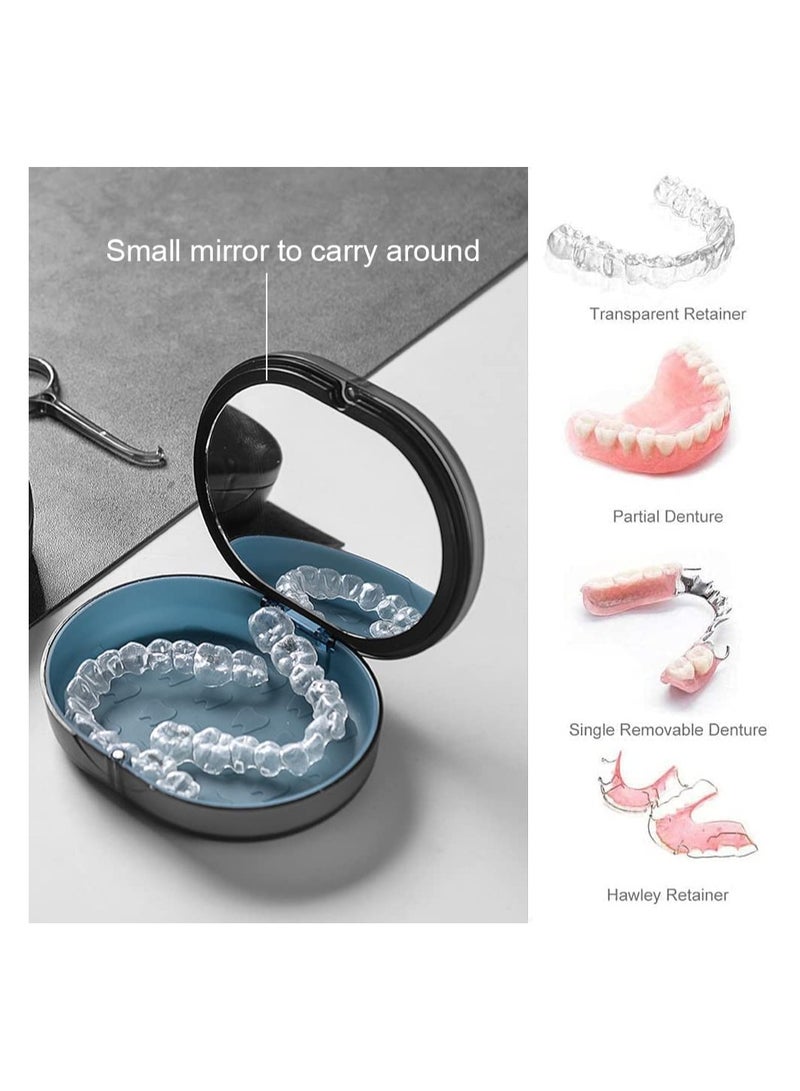 Retainer Case, Portable Denture Bath Case, Denture Box Dental Storage Container with Denture Cleaner Brush Denture Container Portable, False Teeth Storage Container for Travel Retainer Cleaning - Image 3