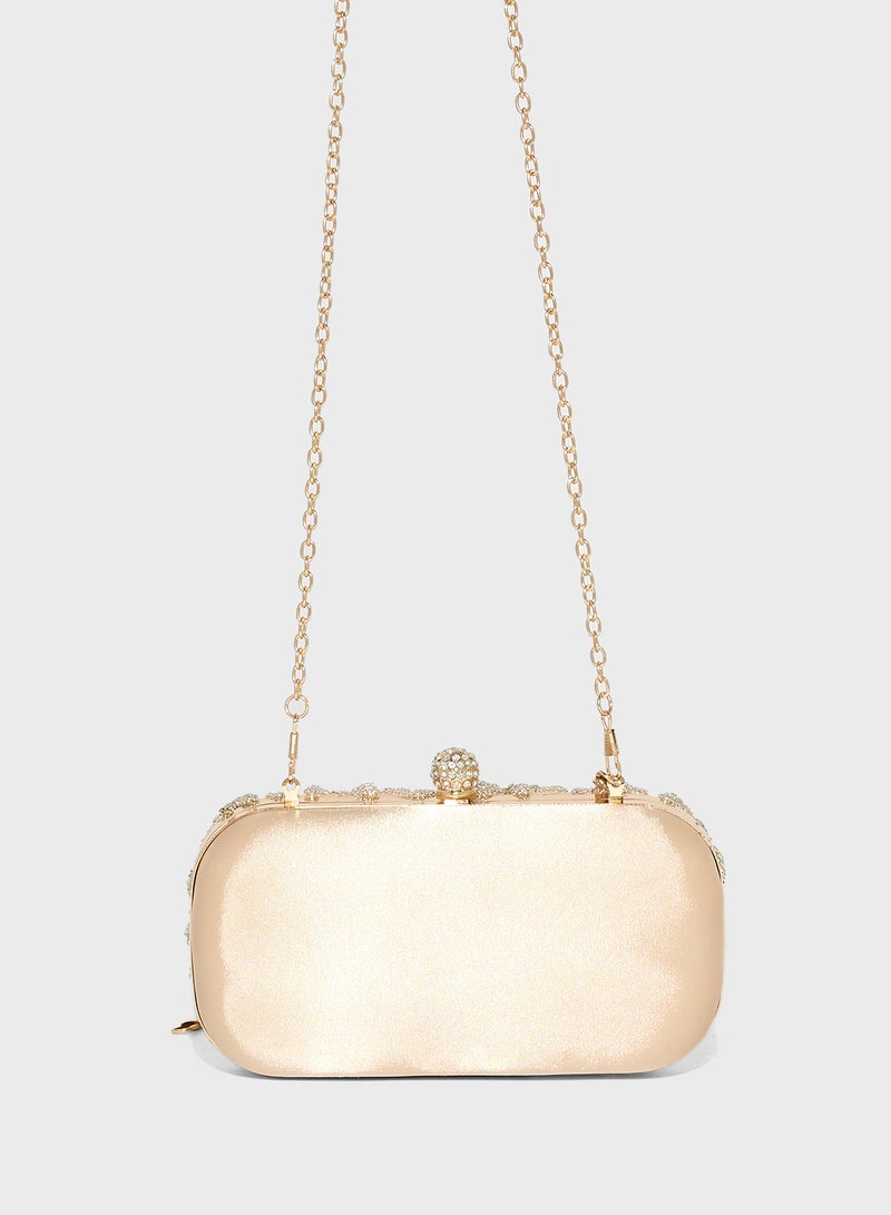 Khizana Diamante Floral Detail Clutch Bag - Image 2