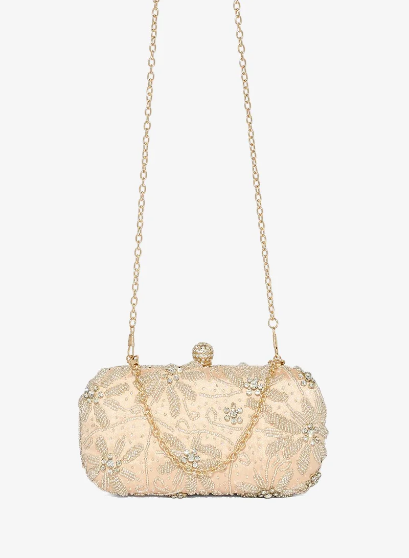 Diamante Floral Detail Clutch Bag