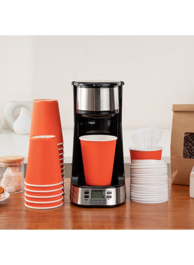 Restaurantware 12 Ounce Double Wall Disposable Coffee Cups, 500 Insulated Orange Paper Tumblers with Rolled Rim Design, Lids Sold Separately for Hot Drinks like Tea, Hot Chocolate and More - Image 4