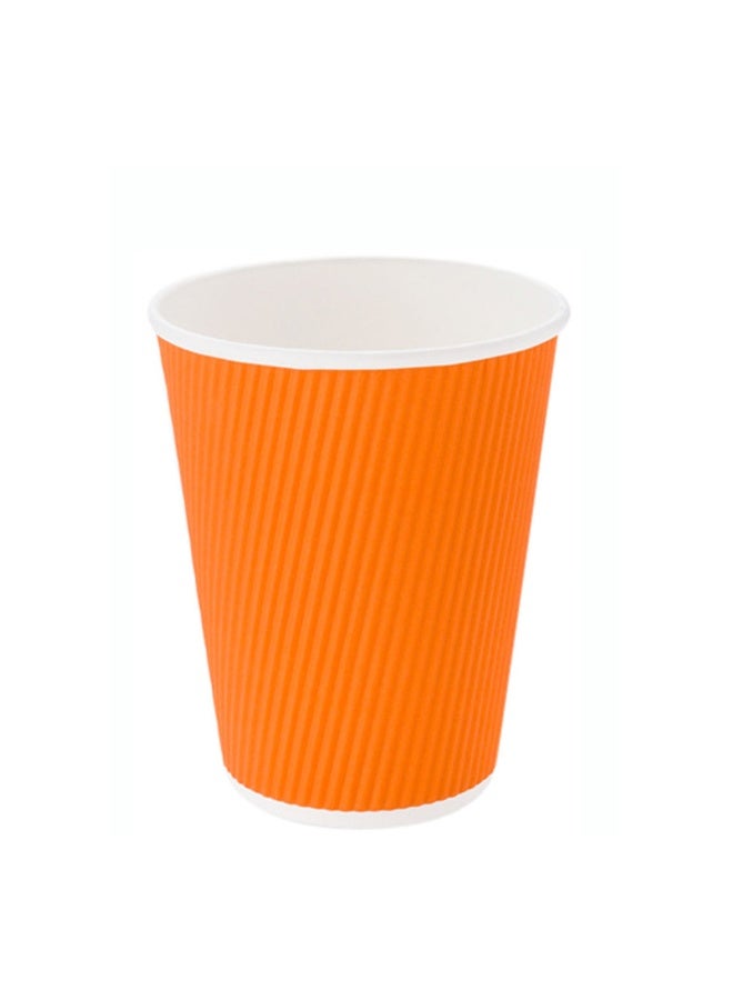 Restaurantware 12 Ounce Double Wall Disposable Coffee Cups, 500 Insulated Orange Paper Tumblers with Rolled Rim Design, Lids Sold Separately for Hot Drinks like Tea, Hot Chocolate and More - Image 1