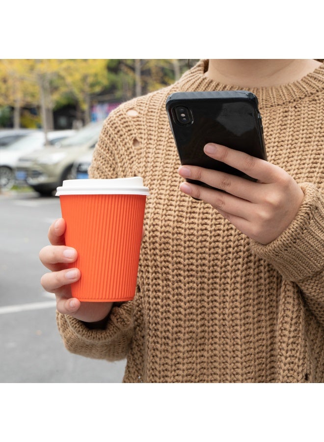 Restaurantware 12 Ounce Double Wall Disposable Coffee Cups, 500 Insulated Orange Paper Tumblers with Rolled Rim Design, Lids Sold Separately for Hot Drinks like Tea, Hot Chocolate and More - Image 5