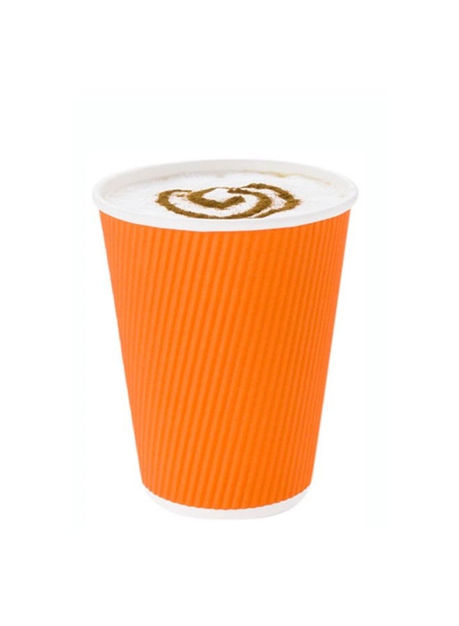 Restaurantware 12 Ounce Double Wall Disposable Coffee Cups, 500 Insulated Orange Paper Tumblers with Rolled Rim Design, Lids Sold Separately for Hot Drinks like Tea, Hot Chocolate and More - Image 2