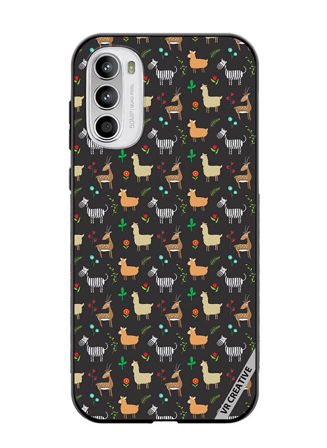 Protective Case Cover For Motorola Moto G82 Jungle Animals Pattern Design Multicolour