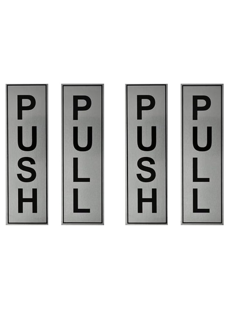 Yuwell - 2 Pair (4 Pcs) Push Pull Sign Stickers Self Adhesive Push & Pull Signage Board For Glass Wooden Doors, Office Hospital, Mall Gate Sticker Push Pull Door Sticker - Image 1